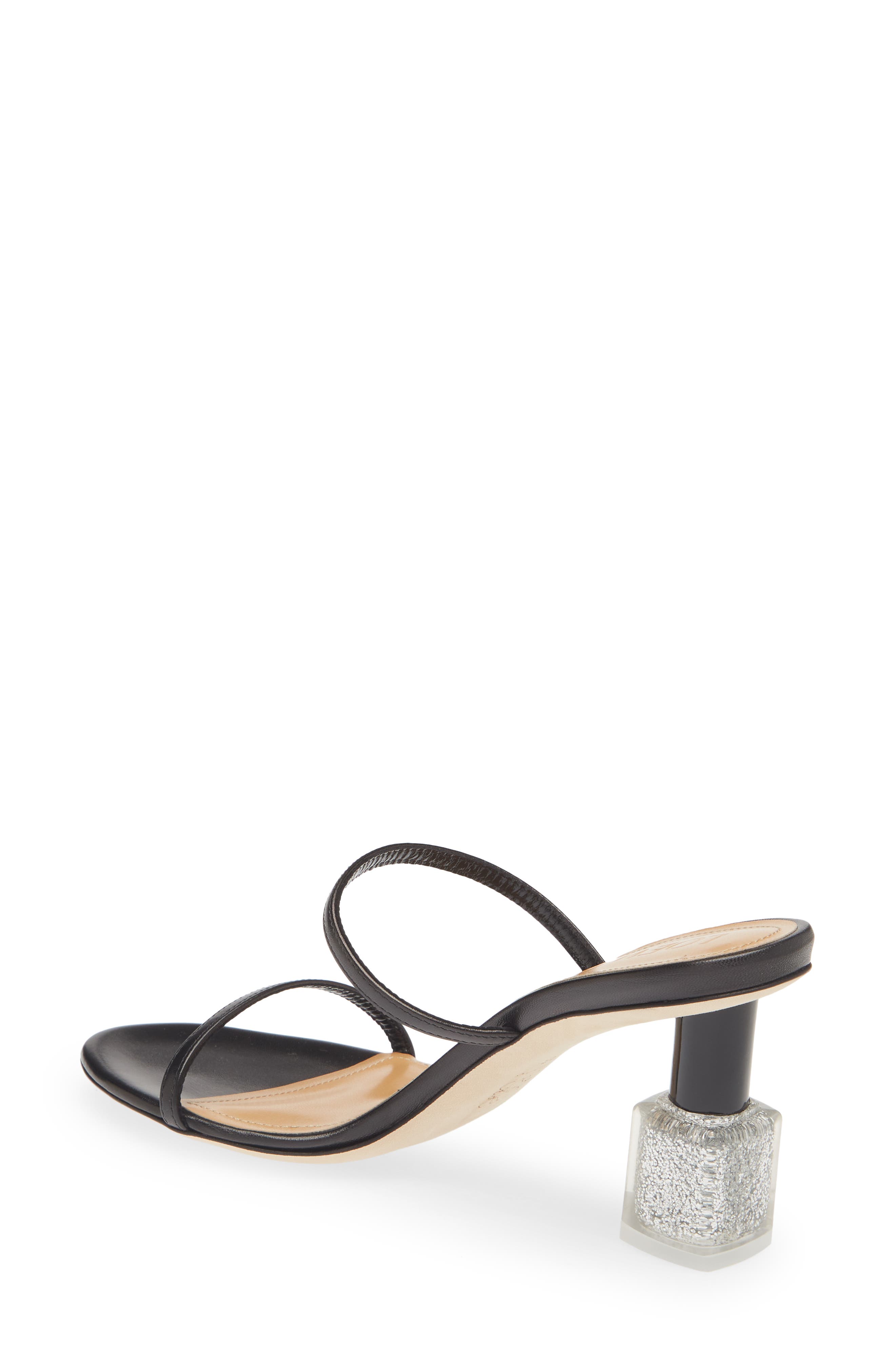 Nail Lacquer Slide Sandal, Alternate, color, BLACK/ SILVER