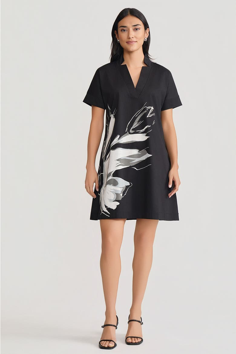a line cotton dress for women Ming Wang Relaxed A-Line Floral Printed Stretch (Women) Half sleeves evening wear gowns Halter Bubble Backless Mini Color:Custom Color - Free!