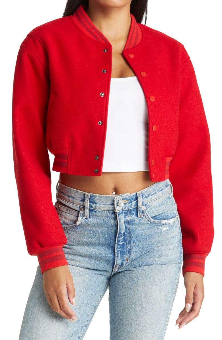AZALEA WANG Crop Bomber Jacket, Main, color,