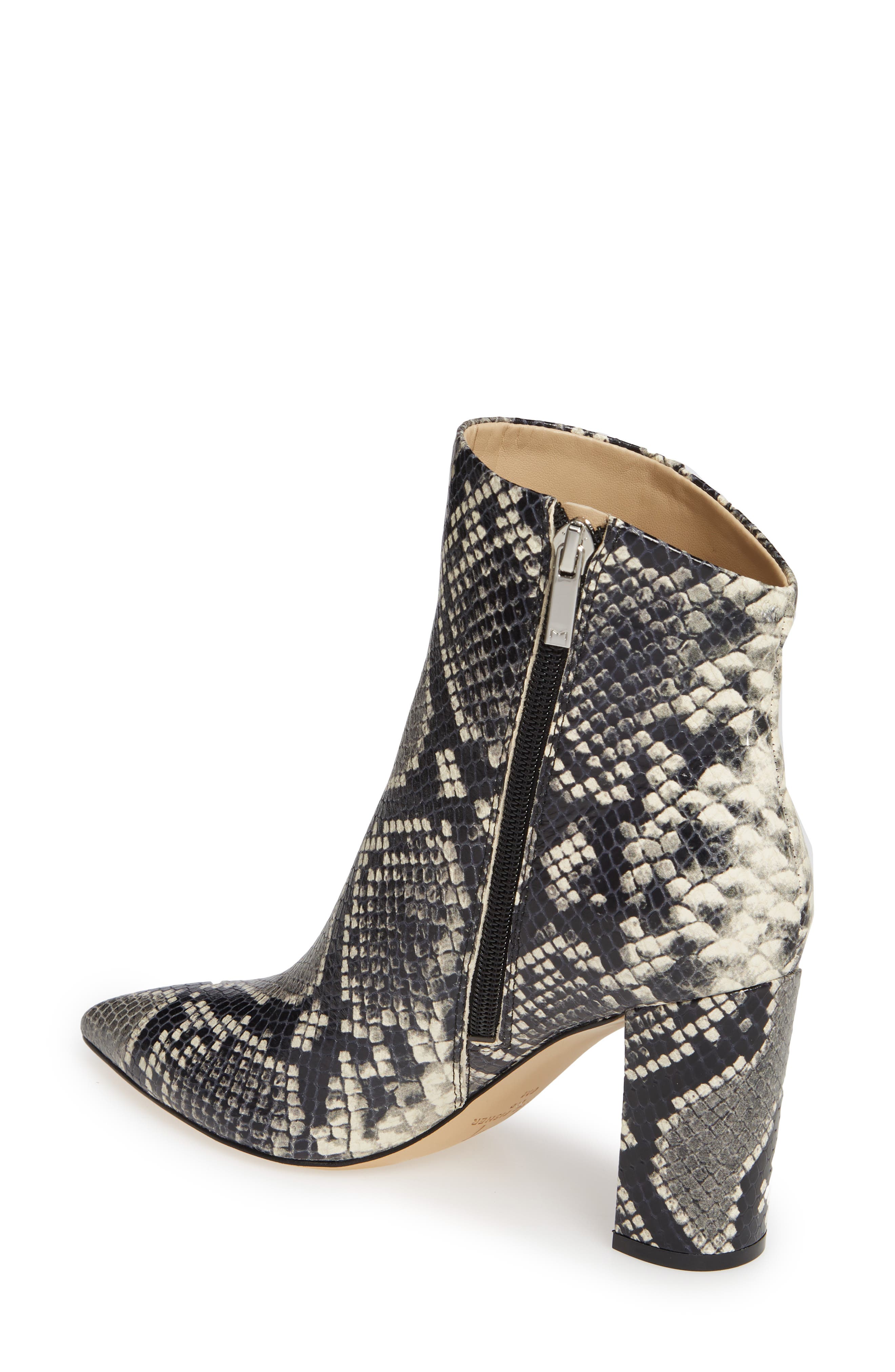 Unique Bootie, Alternate, color, BLACK/ WHITE SNAKE LEATHER