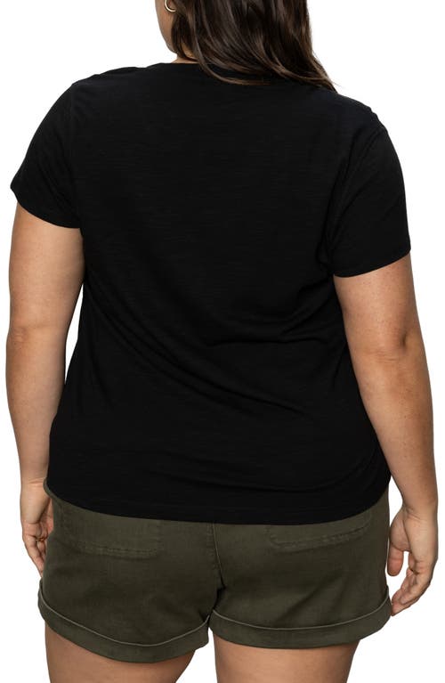 Sanctuary The New Girl Split Neck Cotton T-shirt In Black