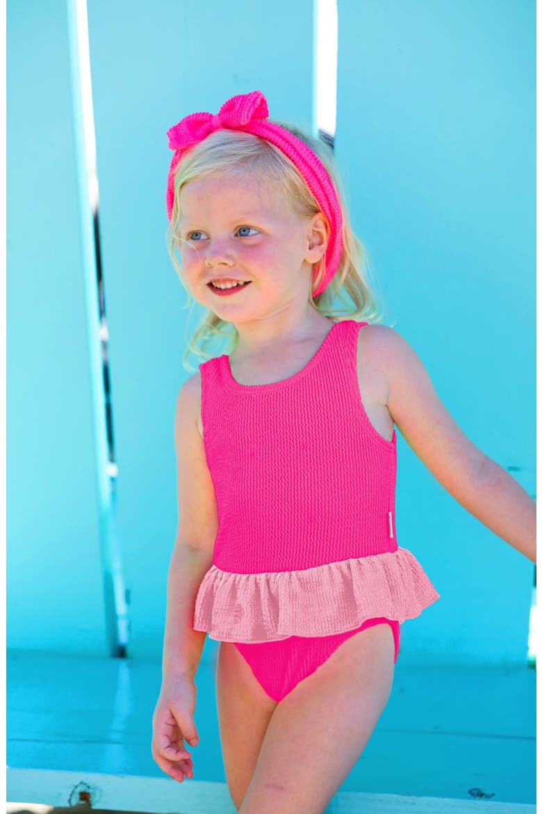 Crinkle Peplum One Piece, Alternate, color, Fuschia