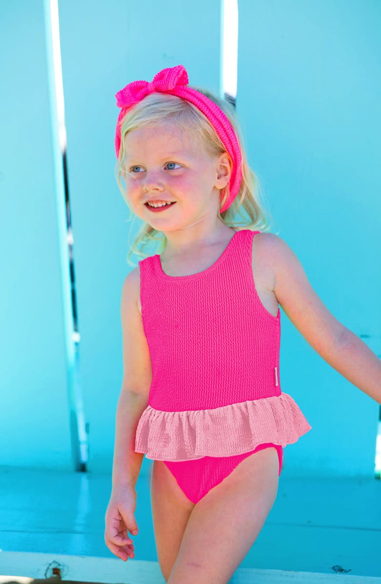 Limeapple Infant Crinkle Peplum One Piece, Alternate, color, Fuschia
