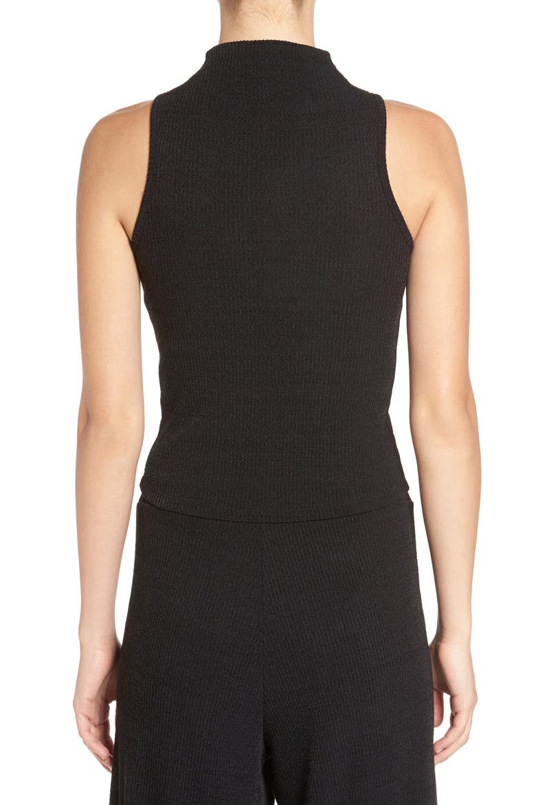 Ribbed Mock Neck Tank, Alternate, color, BLACK