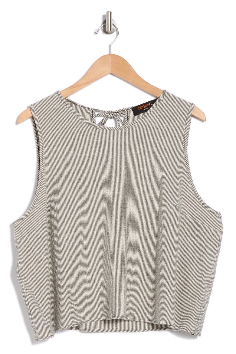 Stripe Sleeveless Cotton Blend Crop Top, Alternate, color, GREY