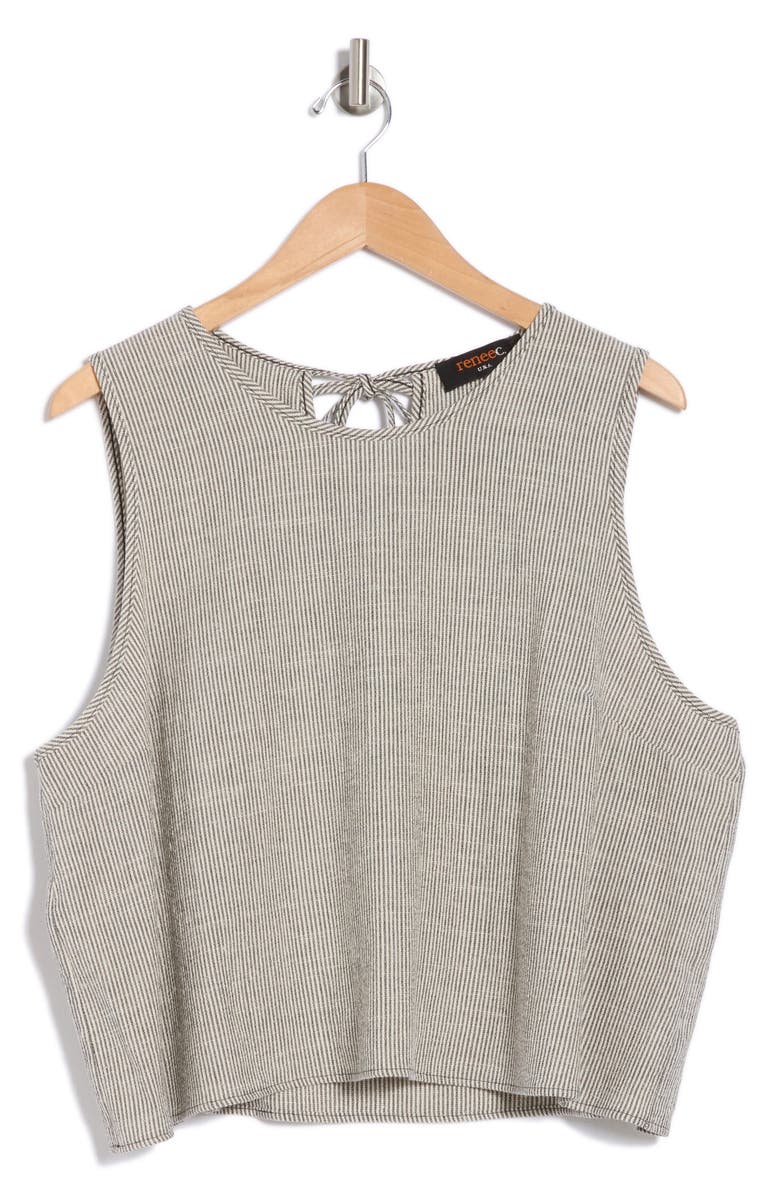 Renee C Stripe Sleeveless Cotton Blend Crop Top, Alternate, color, Grey