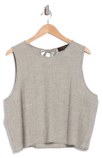 RENEE C RENEE C STRIPE SLEEVELESS COTTON BLEND CROP TOP 