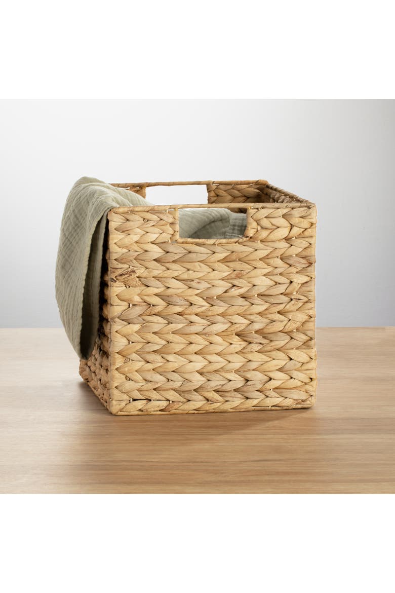 Hyacinth Woven Cube Bin Basket Organizer, Handles, 4 Pack, Alternate, color, Natural