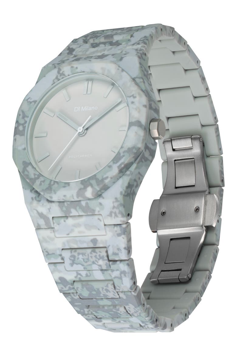Camo Polycarbon Bracelet Watch, 40.5mm, Alternate, color, GREY CAMO