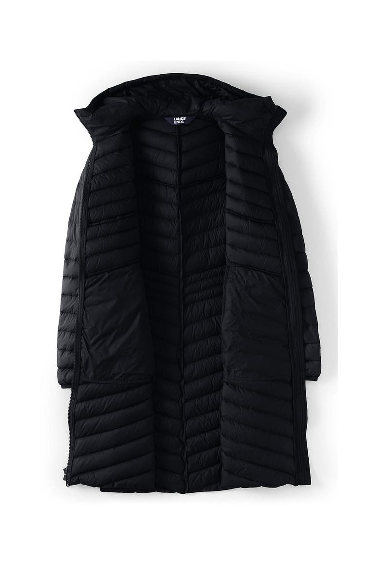 Ultralight Packable Long Down Coat, Alternate, color, Black