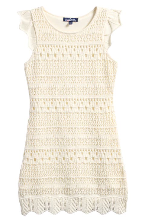 Kids' Flutter Sleeve Pointelle Dress (Big Kid)