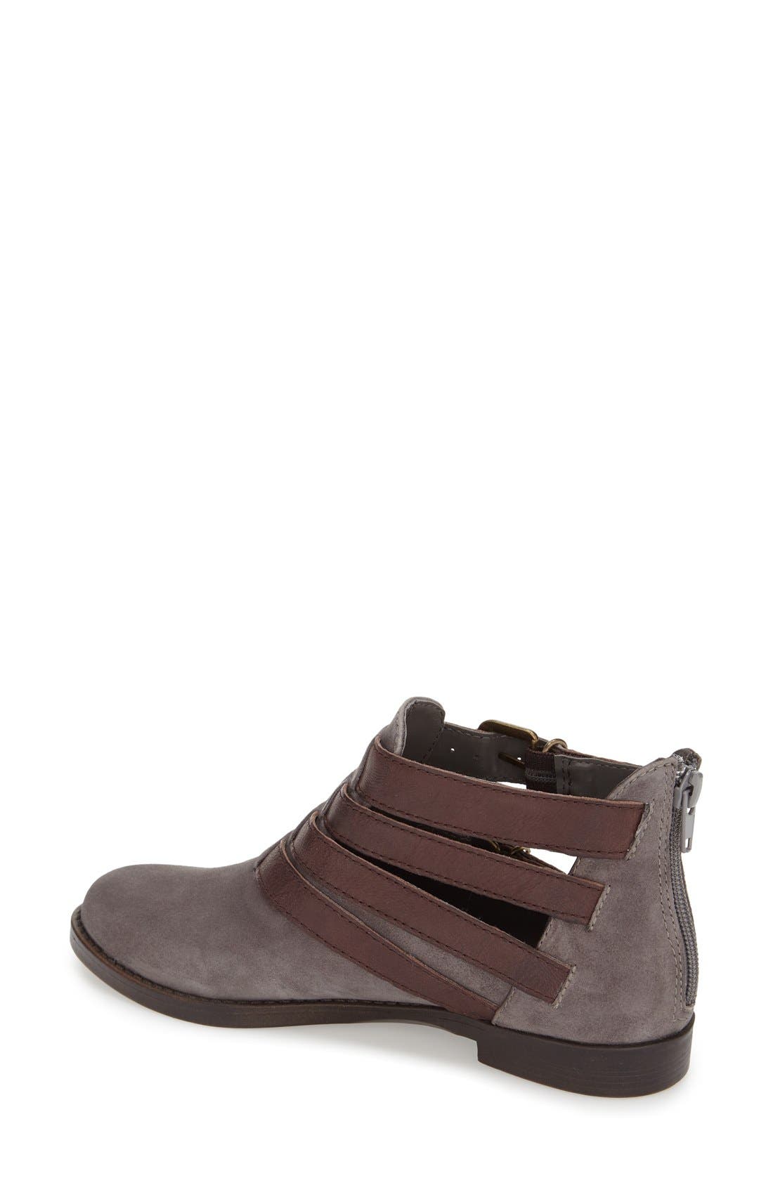 'Ronan' Buckle Leather Bootie, Alternate, color, GREY SUEDE/ CHESTNUT