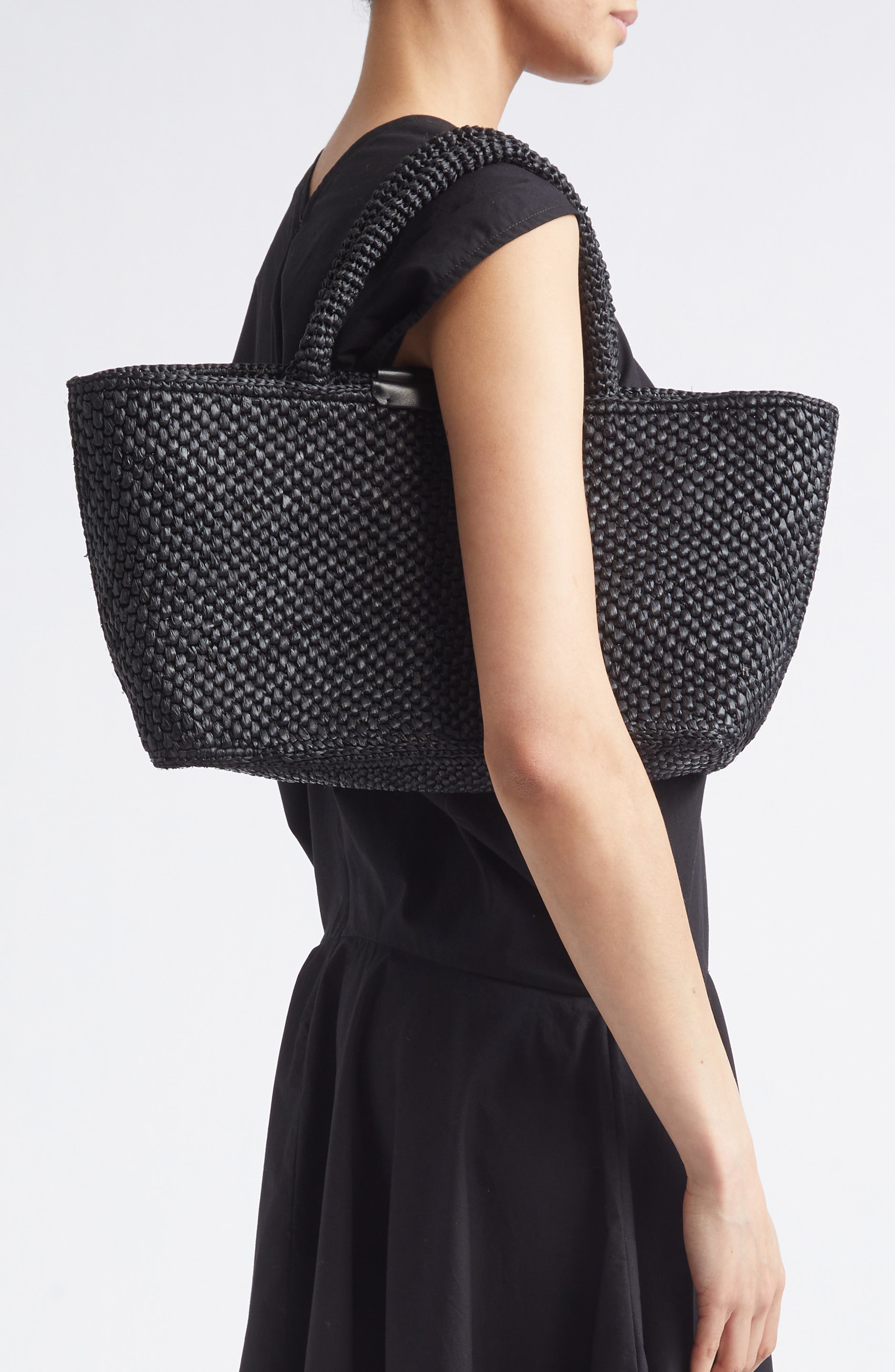Proenza Schouler Chelsea Woven Raffia East/West Tote, Alternate, color, Black