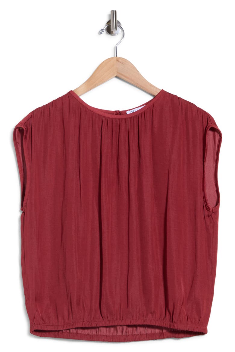Crinkle Satin Bubble Hem Top, Alternate, color, CINNABAR