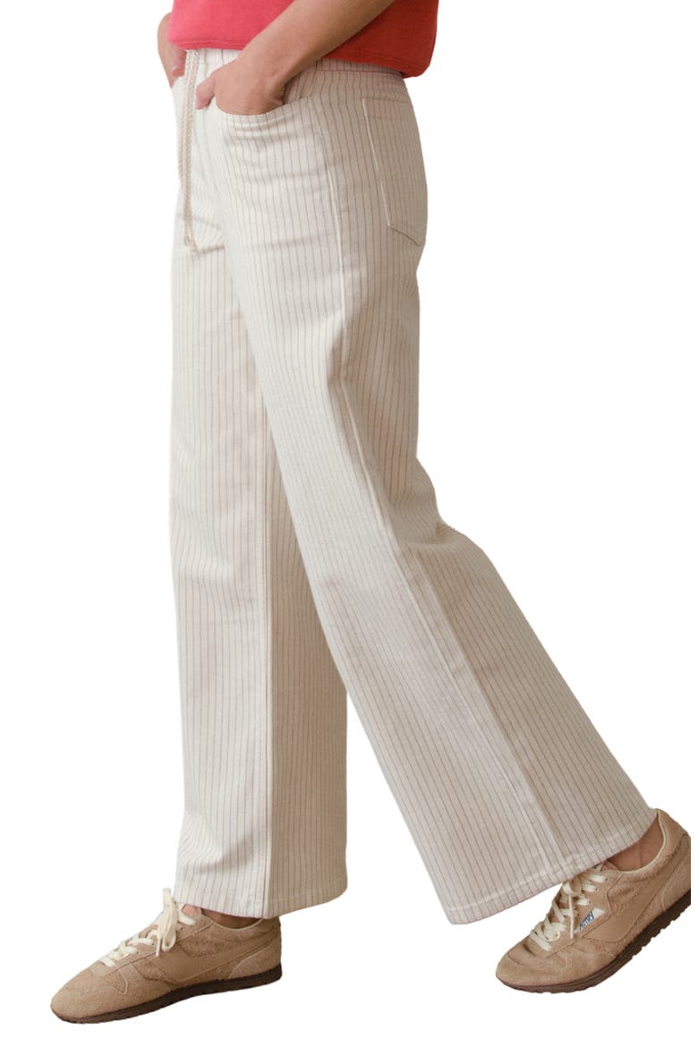 Ella Stripe Wide Leg Drawstring Pants, Alternate, color, TICKING STRIPE