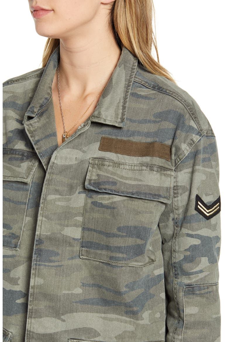 Patch Detail Camo Cotton Jacket, Alternate, color, OLIVE- GREEN CAMO