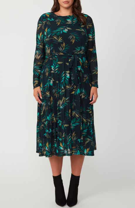 Estelle Foliage Whisper Long Sleeve Midi Dress
