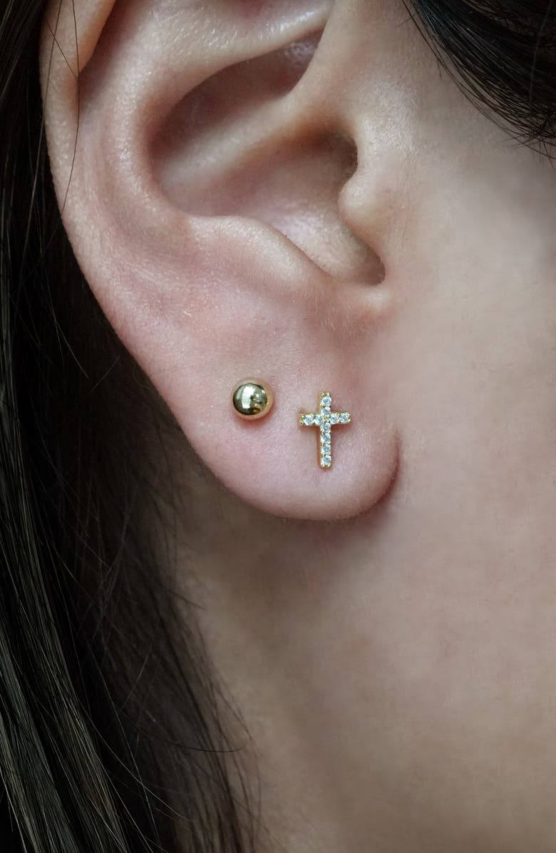 Argento Vivo Sterling Silver Set of 3 Stud Earrings, Alternate, color, Gold