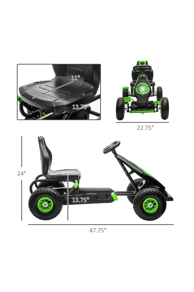 Ergonomic Pedal Go Kart with Wear-Resistant Tread, Alternate, color, Green