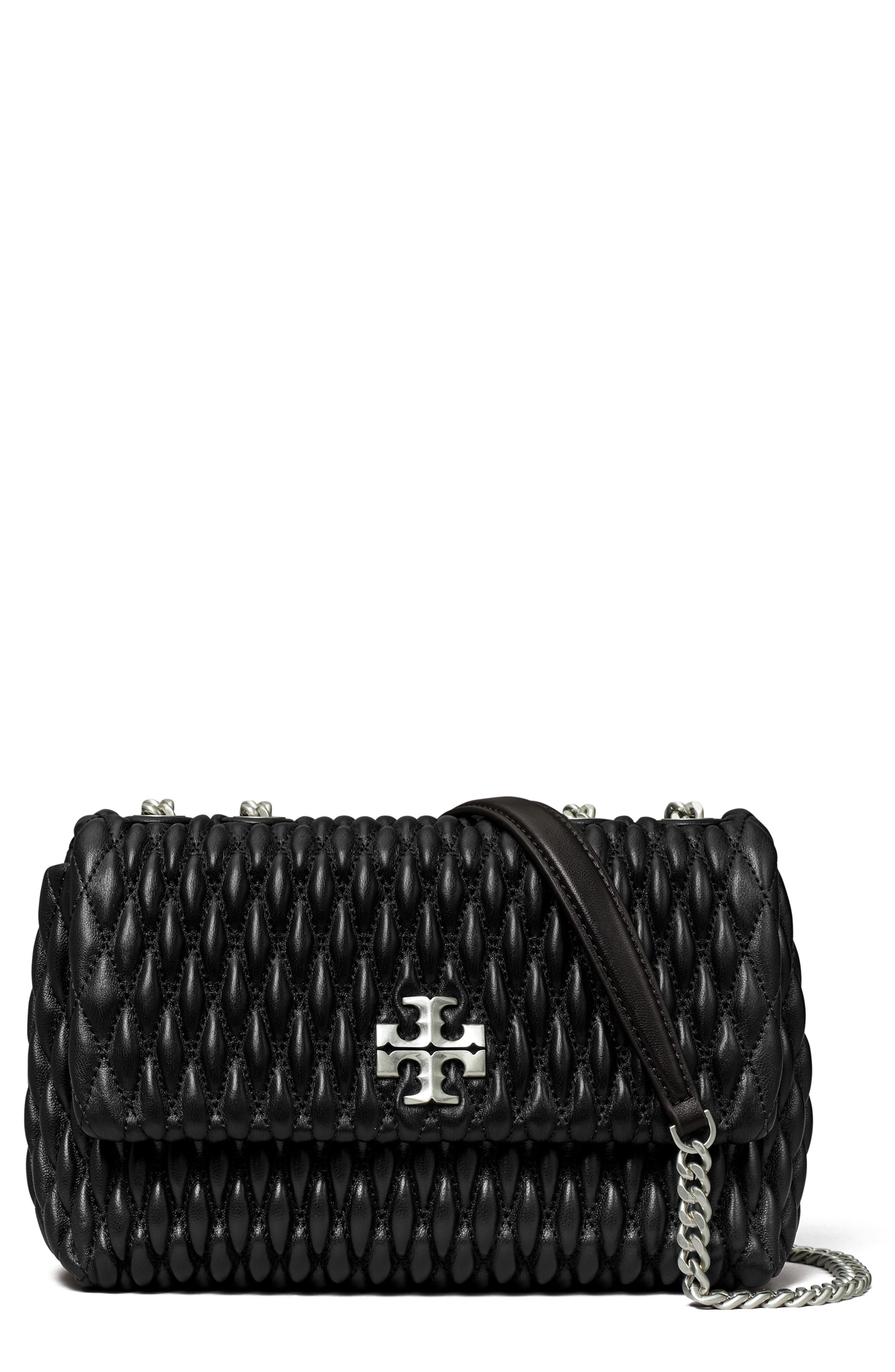 Tory Burch Kira Ruched Small Leather Convertible Shoulder Bag, Main, color, 