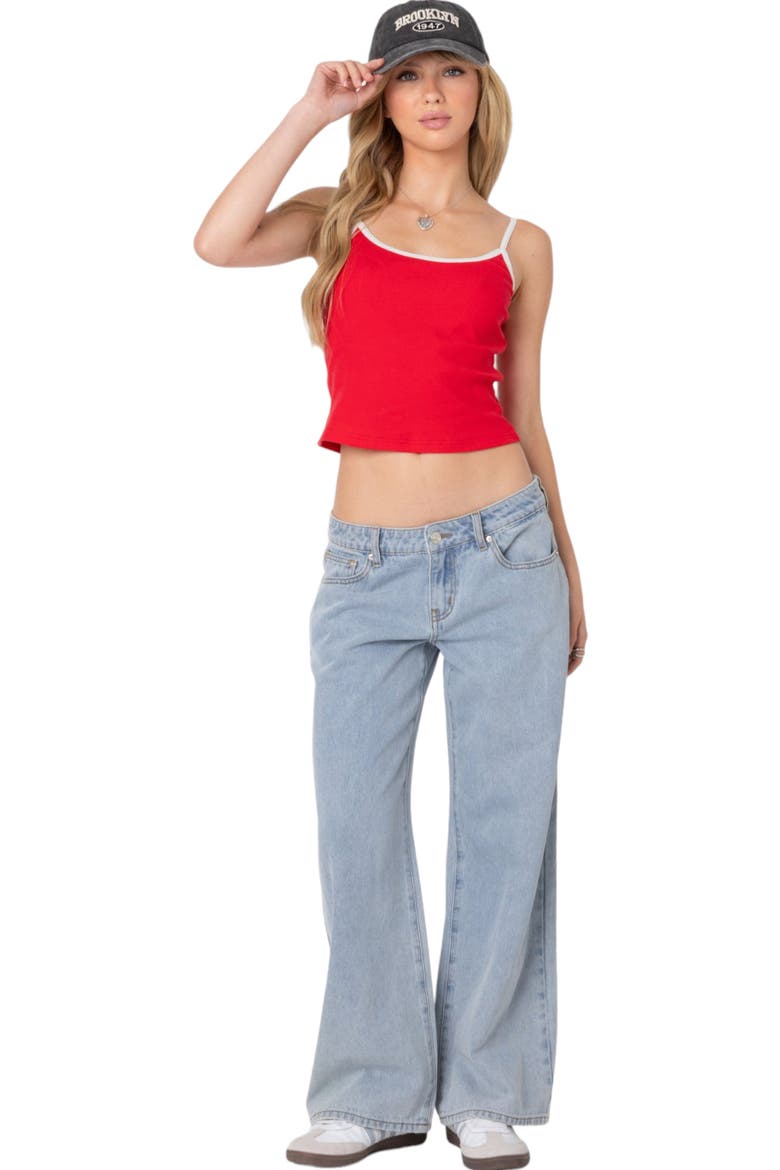 Franky Contrast Trim Rib Camisole, Alternate, color, RED