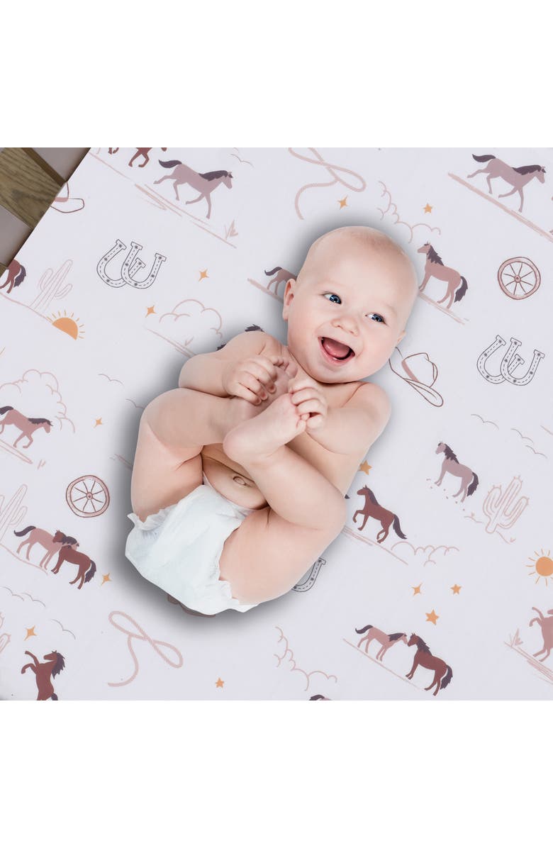 Lambs & Ivy Country Western Breathable 100% Cotton Fitted Crib/Toddler Sheet, Alternate, color, Tan