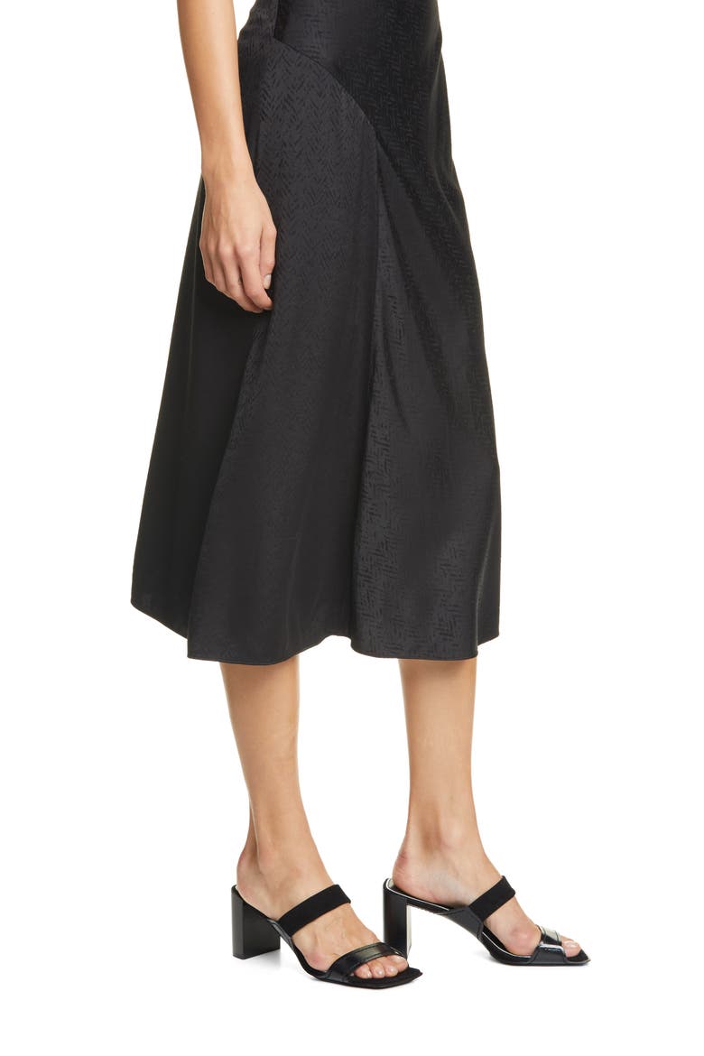 Letti Satin Jacquard Midi Skirt, Alternate, color, BLK