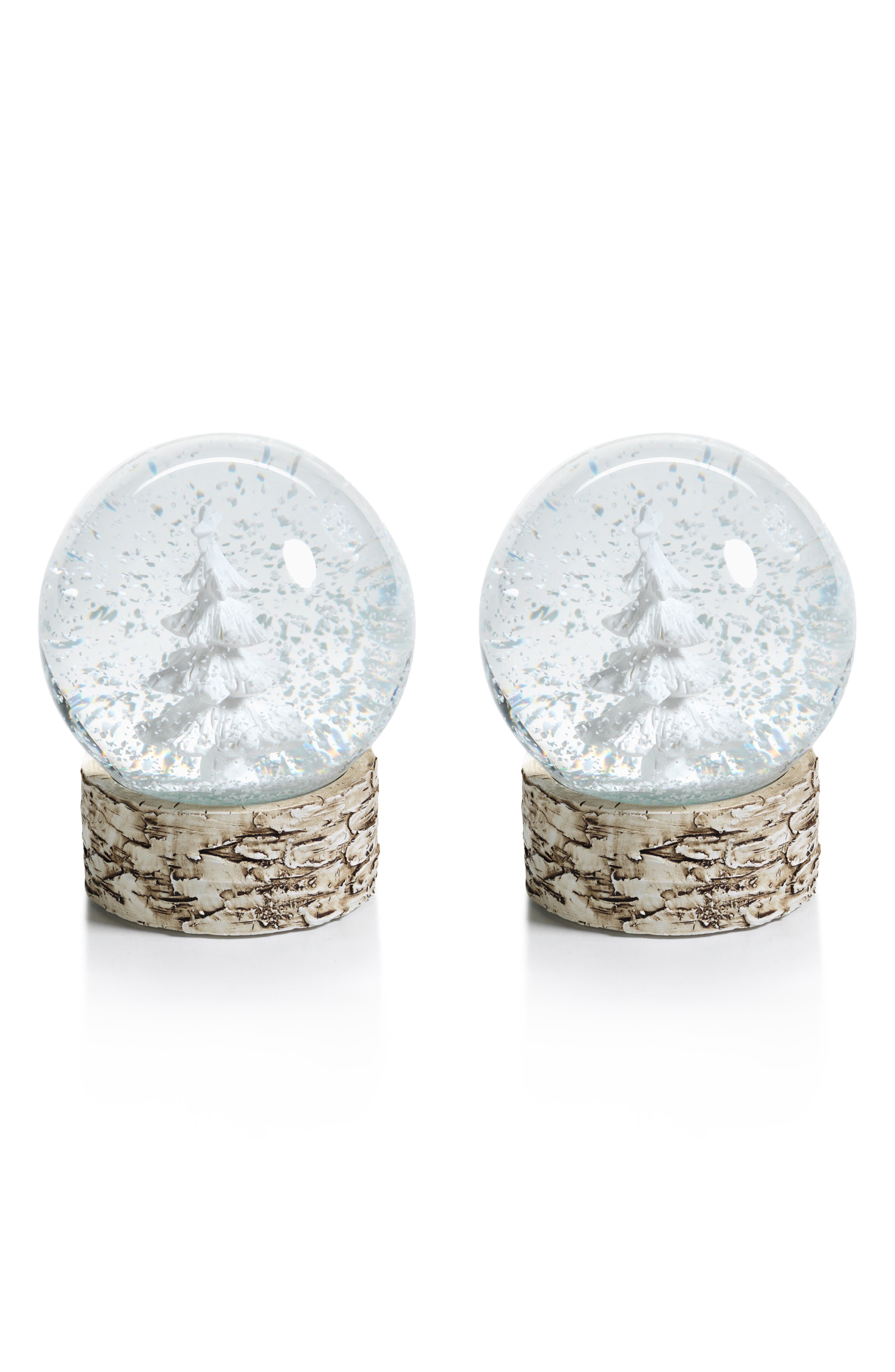 Zodax Set of 2 White Tree Snow Globes