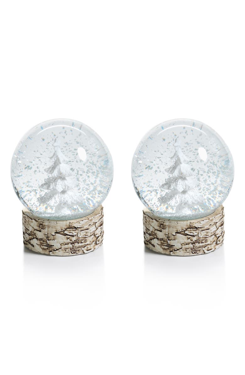 Zodax Set of 2 White Tree Snow Globes, Main, color,