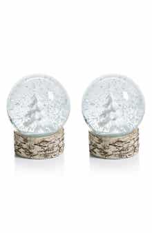 Zodax Set of 2 White Tree Snow Globes