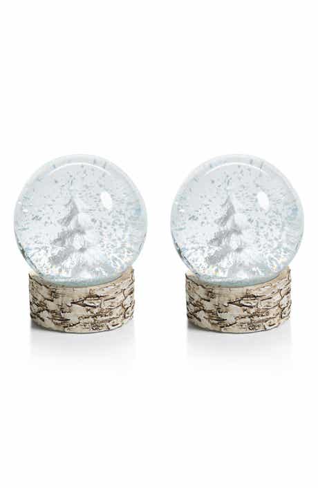 Zodax Set of 2 White Tree Snow Globes