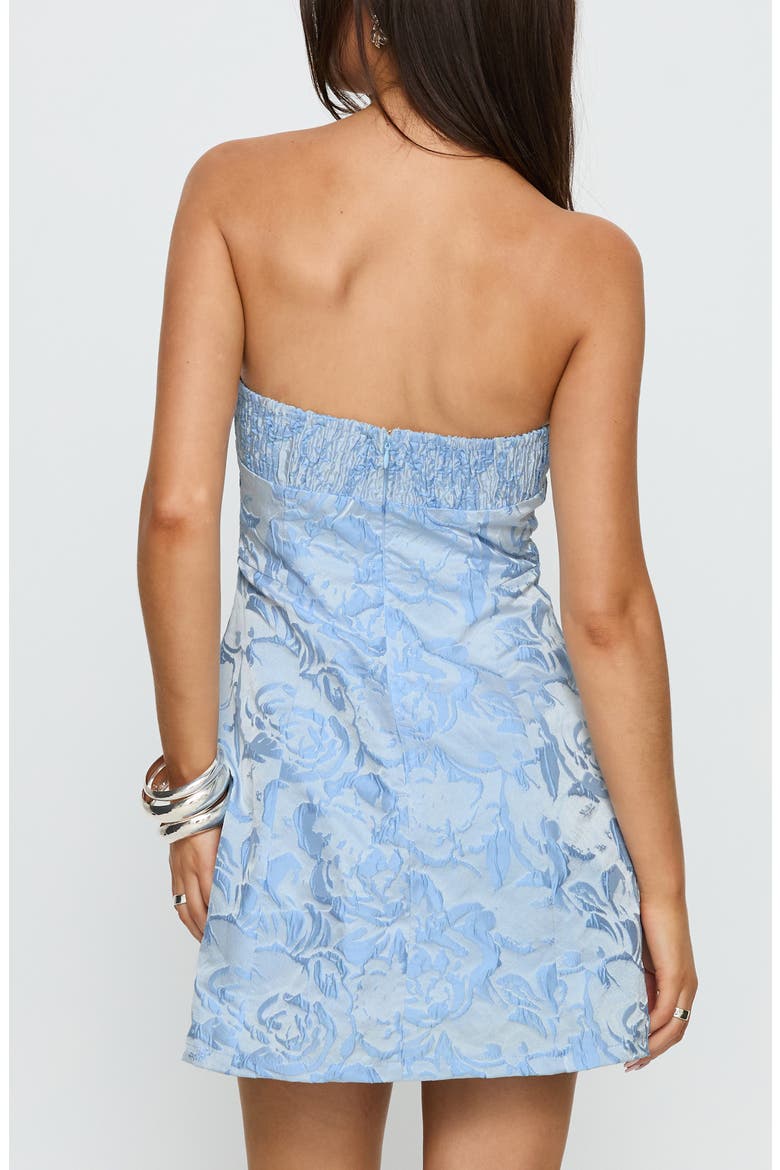 Cross Your Heart Brocade Strapless Party Dress, Alternate, color, BABY BLUE