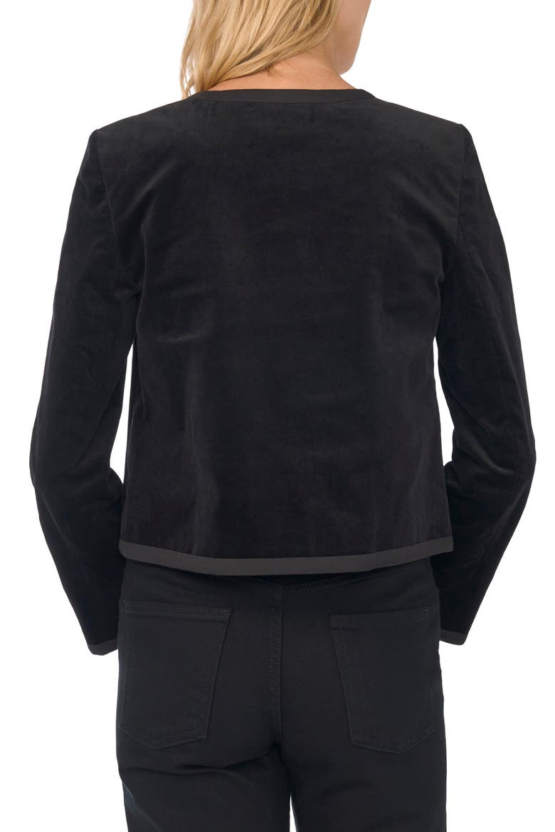 Bow Detail Collarless Jacket, Alternate, color, RICH BLACK