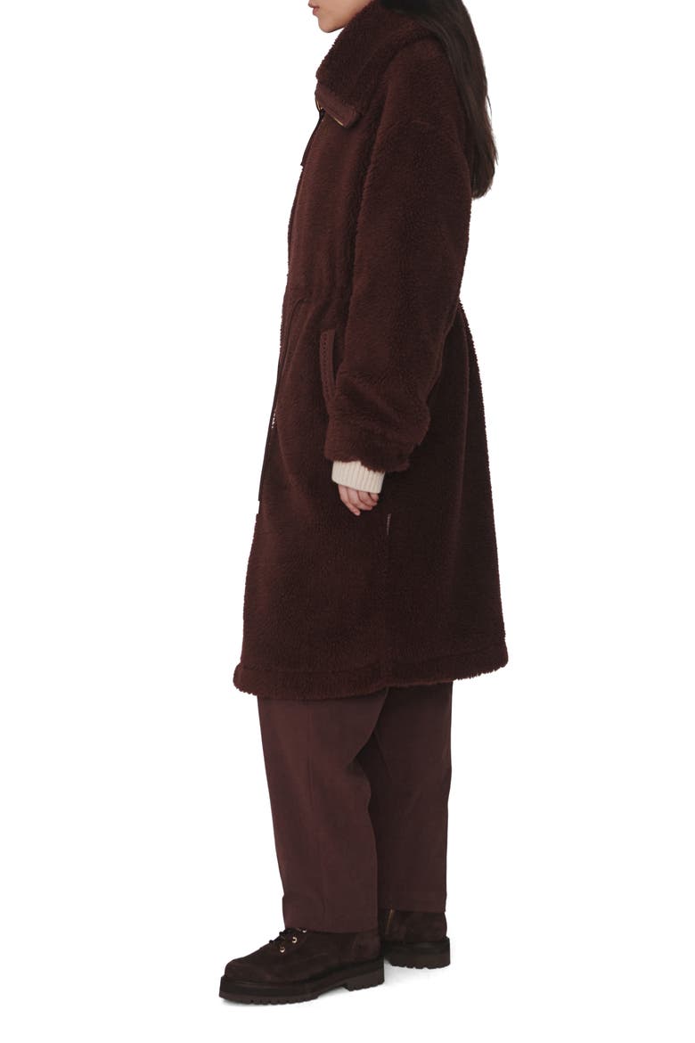 Bennet Long Faux Shearling Coat, Alternate, color, DARK CHESTNUT