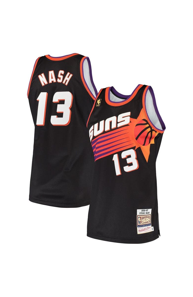 Mitchell & Ness Men's Mitchell & Ness Steve Nash Black Phoenix Suns 1996/97 Hardwood Classics Authentic Jersey, Alternate, color, 