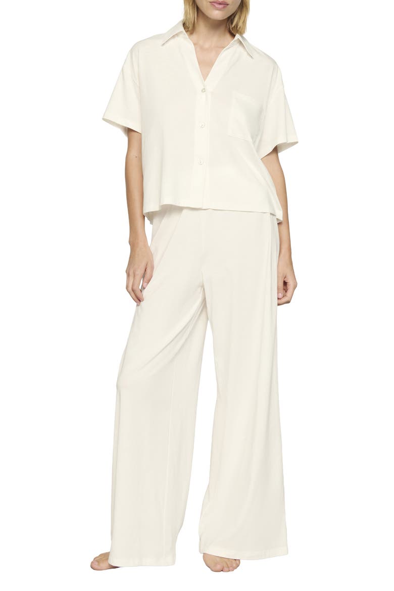 Pima Cotton Short Sleeve Pajamas, Main, color, IVORY