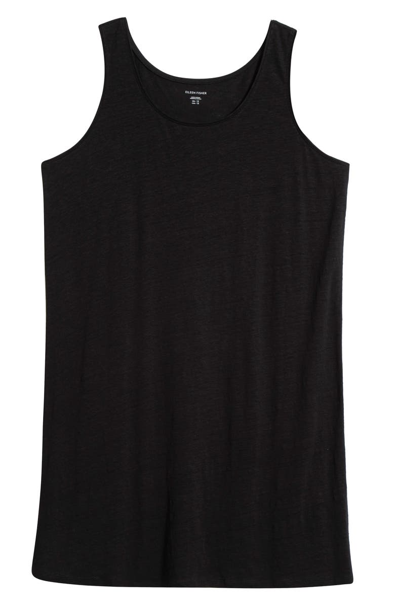 Eileen Fisher Organic Linen Scoop Neck Sleeveless Shift Dress, Alternate, color, Black