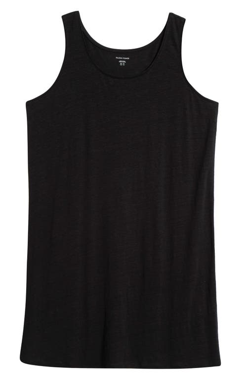 Eileen Fisher Organic Linen Scoop Neck Sleeveless Shift Dress In Black