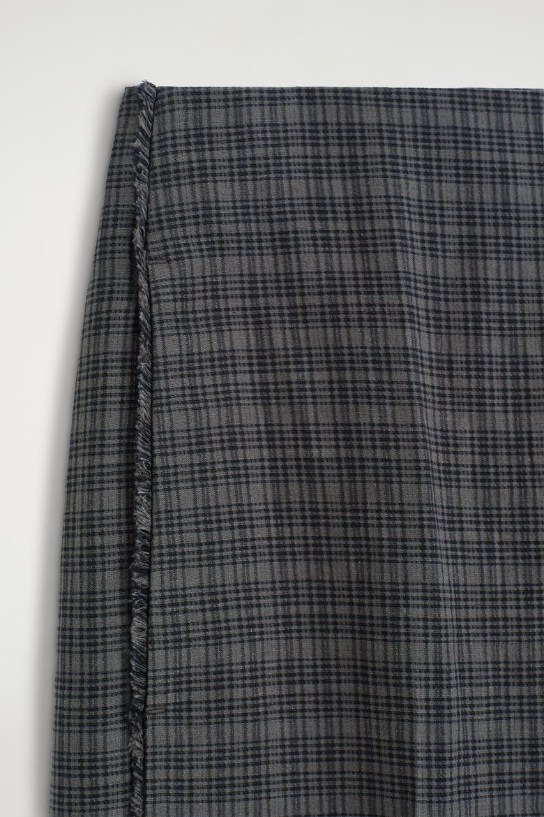Fringed Checked Linen-cotton Pants, Alternate, color, GRAY / BROWN / CHECKED