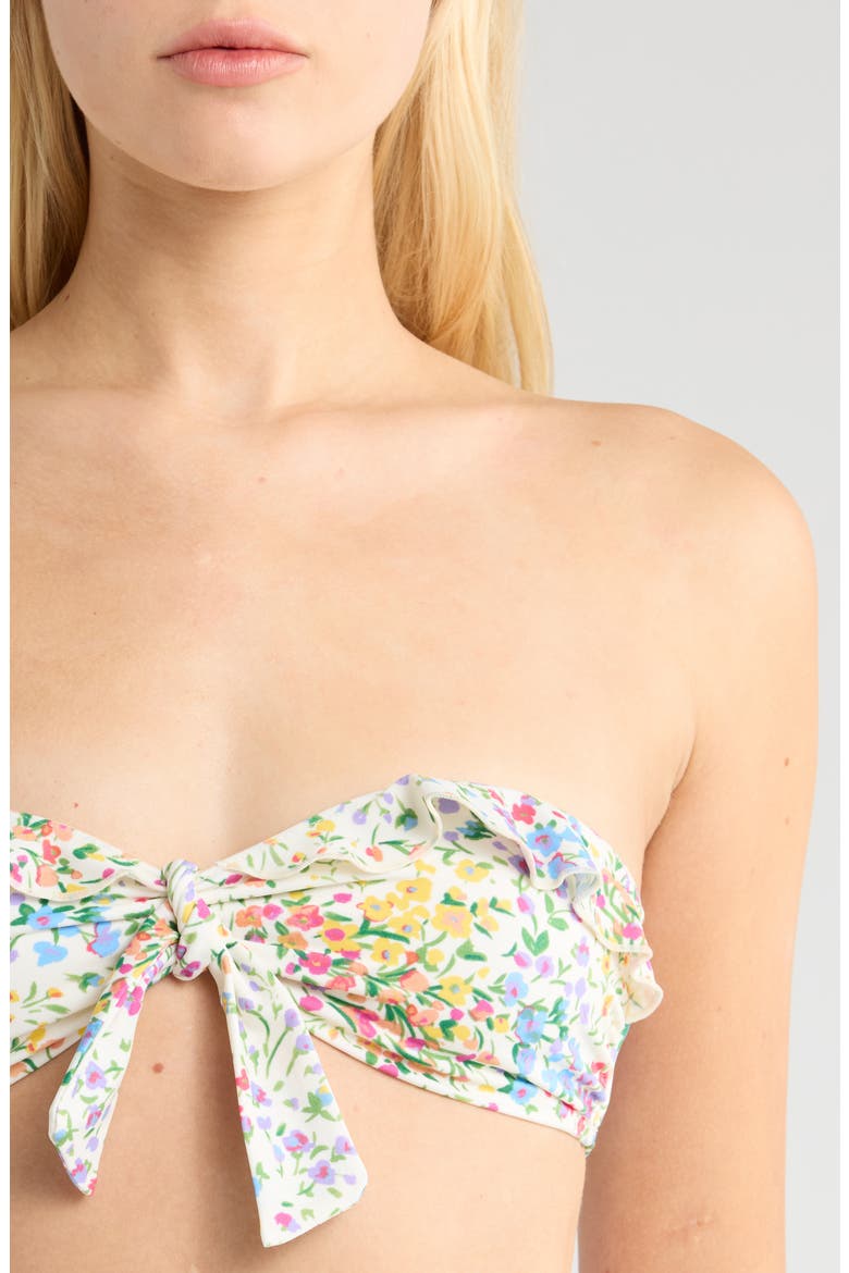 Ruffle Bandeau Bikini Top, Alternate, color, WILDFLOWER