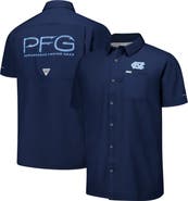 Columbia Men's Columbia Navy North Carolina Tar Heels PFG Slack Tide™ Omni-Shade™ Button-Up Camp Shirt