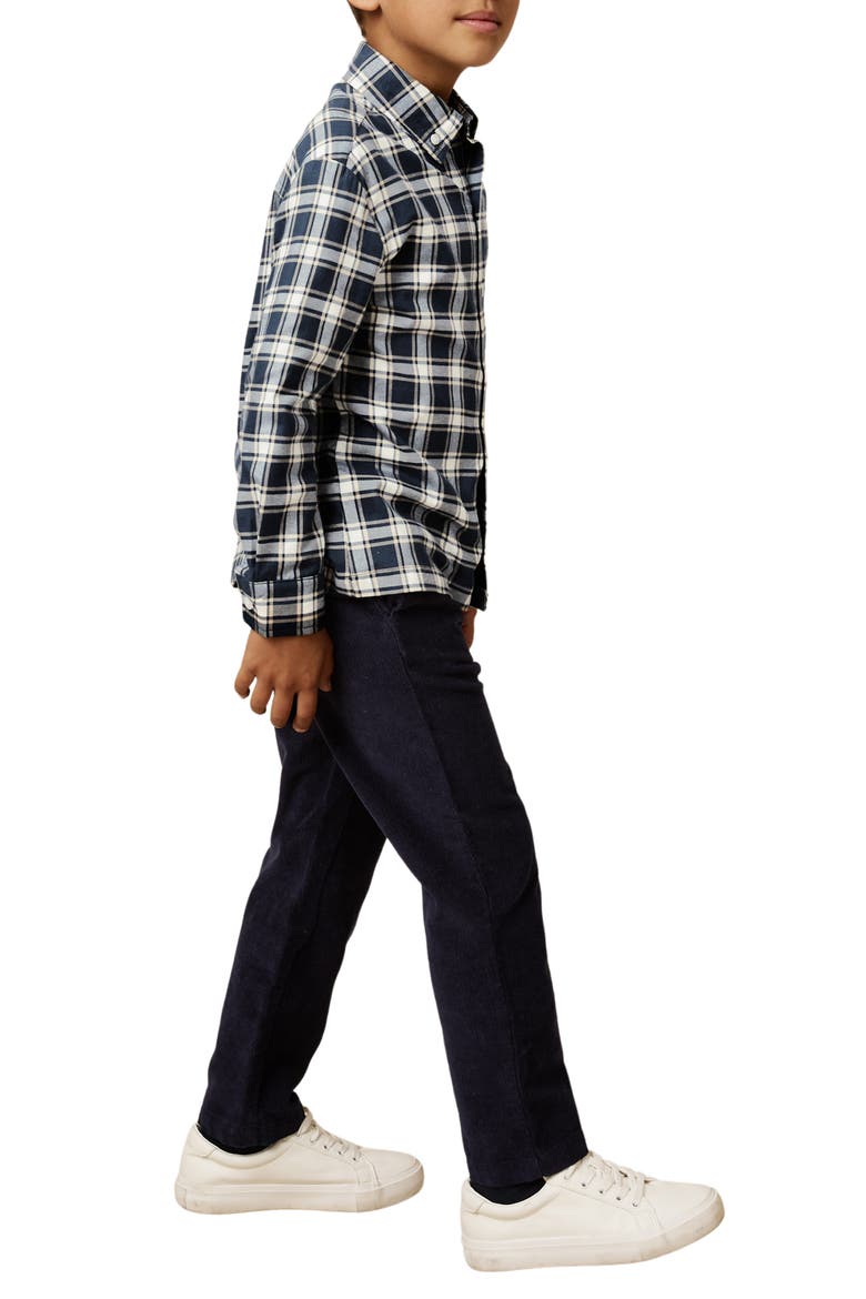 Kids' Bailes Plaid Button-Up Shirt, Alternate, color, NAVY BLUE