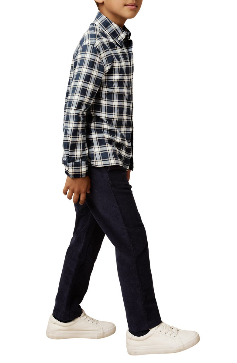 Reiss Kids' Bailes Plaid Button-Up Shirt, Alternate, color, Navy Blue
