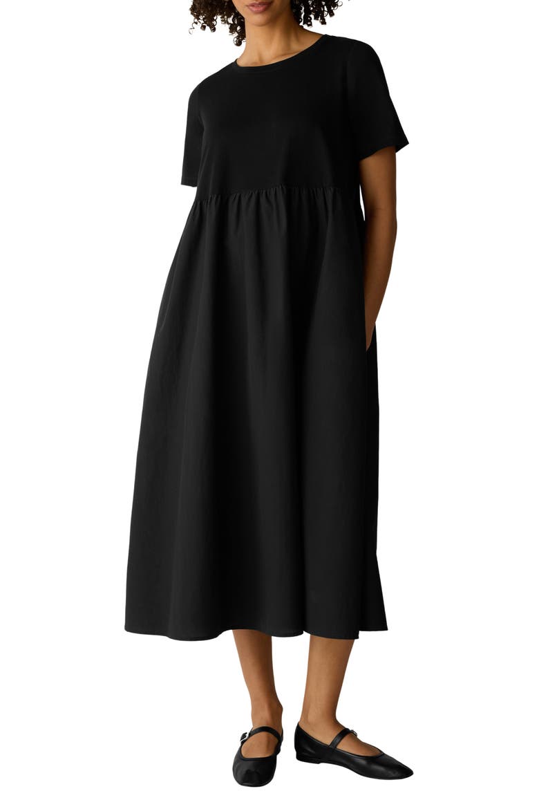 Sleeveless Organic Cotton Knit Midi Dress, Main, color, BLACK