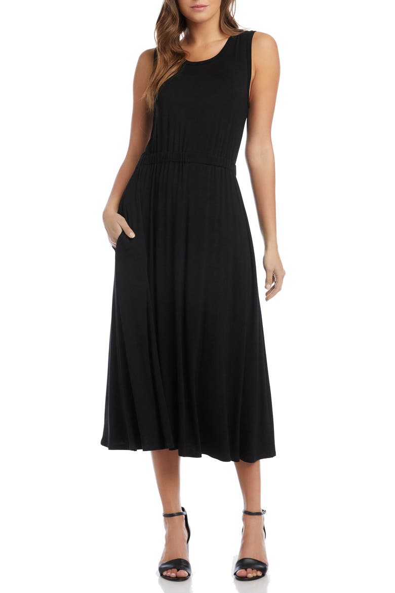 Artisan Jersey Midi Dress, Main, color, BLACK