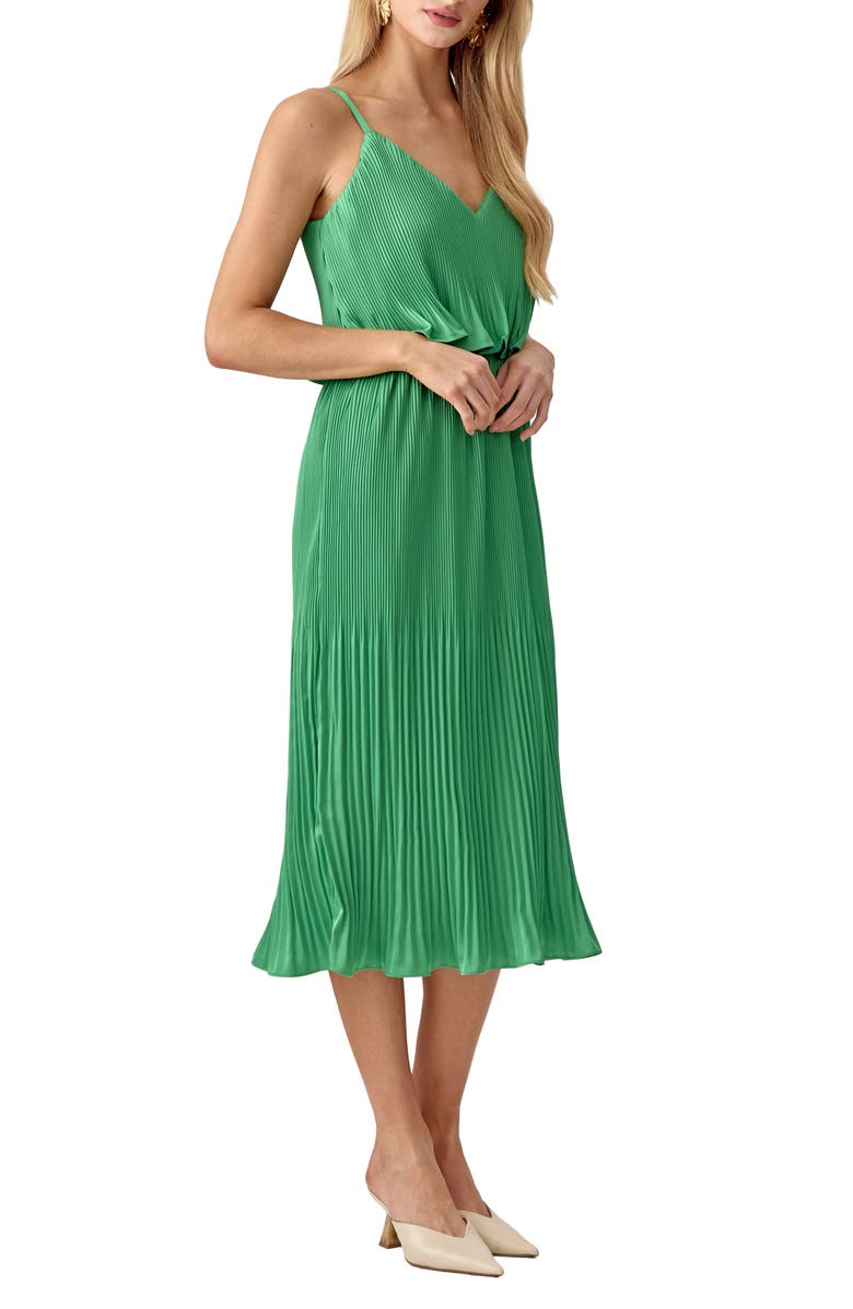 Adelyn Rae Nayla Pleated Overlay Sleeveless Midi Dress, Alternate, color, 