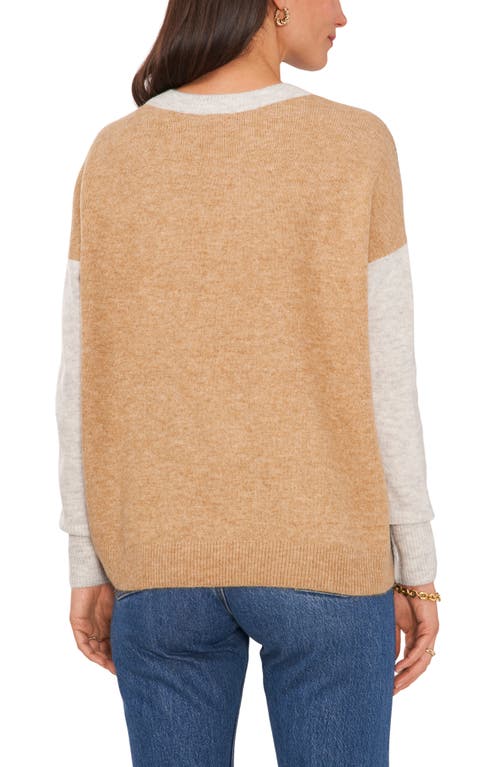 Cece Colorblock Sweater In Jazz Club/ant White/taupe