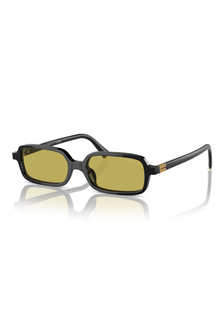51mm Rectangular Sunglasses, Alternate, color, BLACK