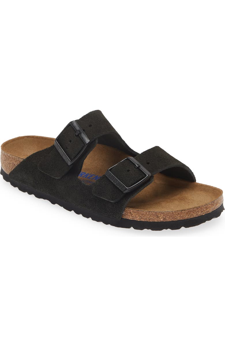 Birkenstock Arizona Soft Footbed Slide Sandal, Main, color, Black Suede