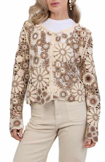 SAACHI Flower Open Stitch Cardigan